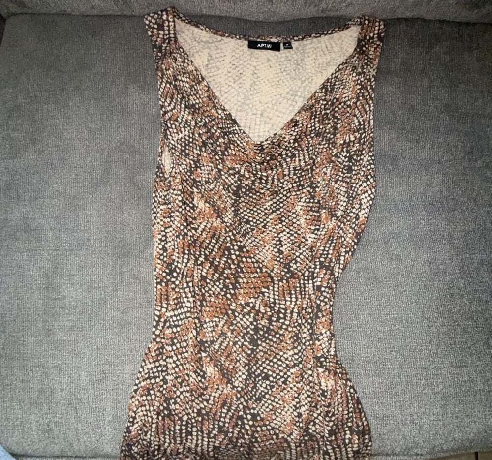 Apt. 9 Brown Animal Print Cowl Neck Sleeveless Top